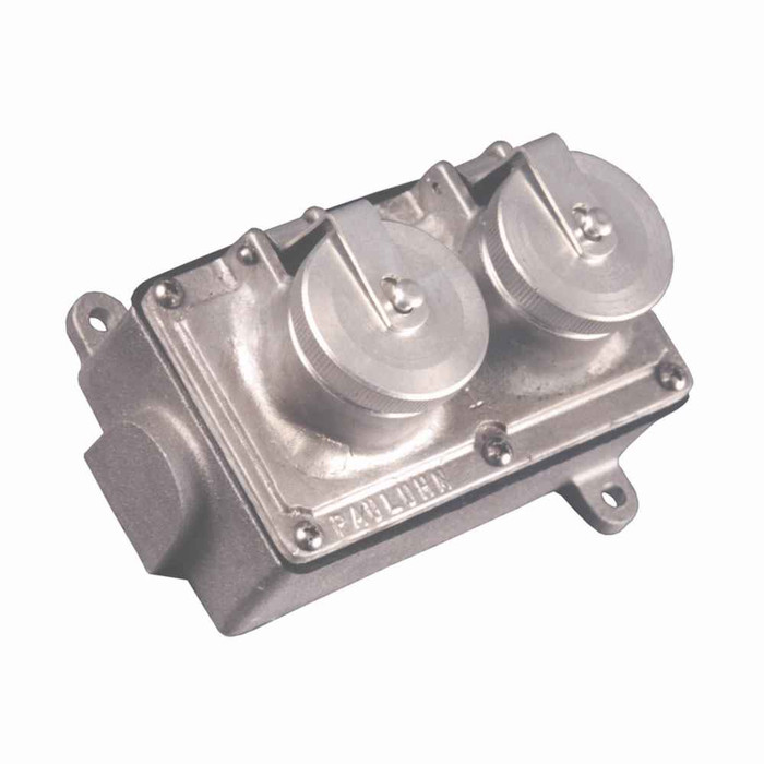 Crouse-Hinds 2613BF-480 Eaton series Pauluhn 261/262 receptacle, 20A, Three-wire, two-pole, Brass, Flush, One receptacle, 480 Vac