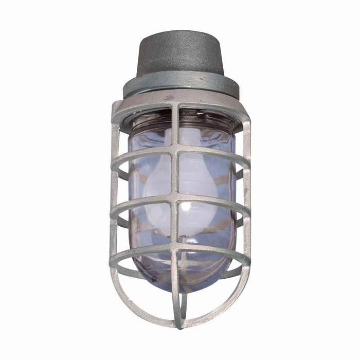 Crouse-Hinds 767A7 Eaton series Pauluhn 767 industrial globe and guard, Medium base, Glass globe, With cast copper-free aluminum guard, Incandescent, Copper-free aluminum, A-21 max. lamp size, Pendant mount, 300 Vac, 150W