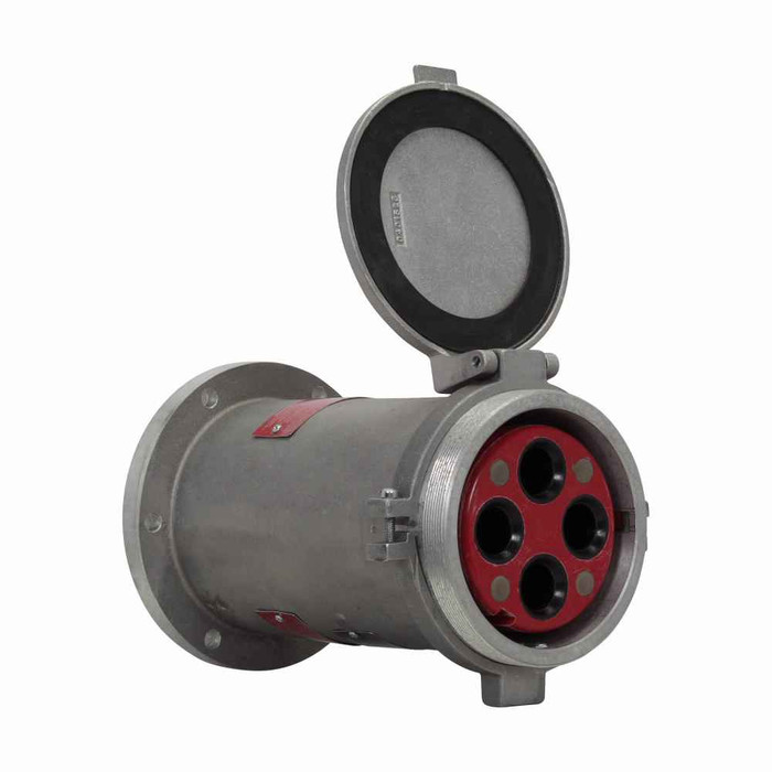 Crouse-Hinds AR40412 S22 Eaton series Arktite AR receptacle, 400A, Four-wire, four-pole, 50-400 Hz, Style 1, Copper-free aluminum, Spring door, Reversed contacts, 600 Vac/250 Vdc, 1.25"