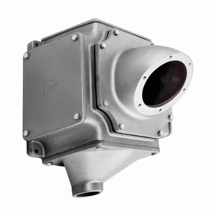 Crouse-Hinds AJX9210 Eaton series AJX back box and angle adapter assembly, 400A, Cast aluminum, 3 blank plates and 1 hub plate, 4"