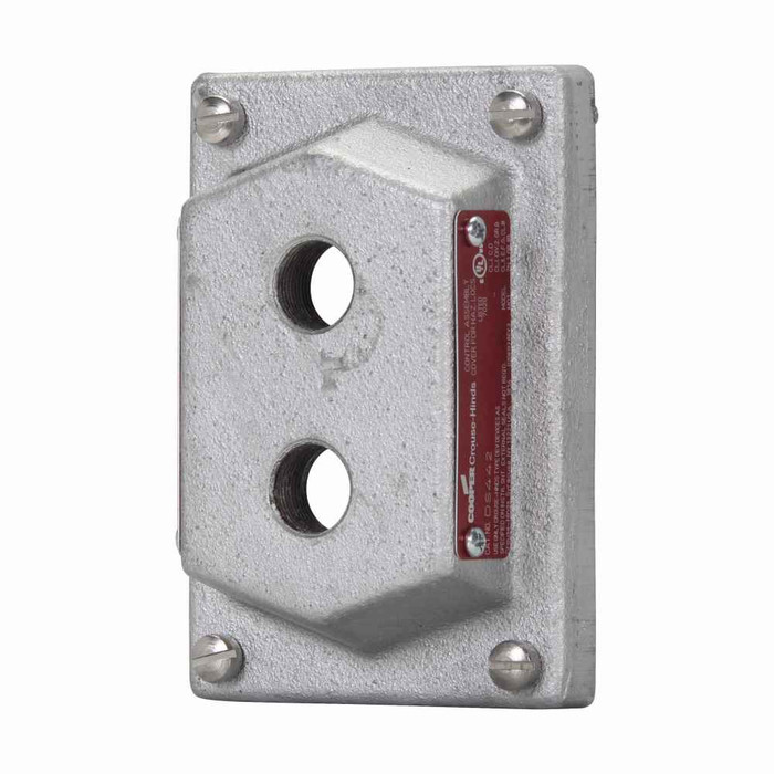 Crouse-Hinds DS442 Eaton series FlexStation DS blank cover, Feraloy iron alloy, Single-gang, 2 hole covers