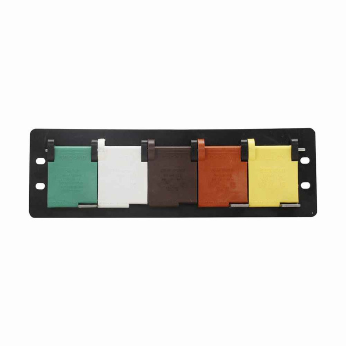 Crouse-Hinds E0200-1661-NN Eaton series Posi-Lok E0200 panel, Up to 200A continuous, #2-2/0 AWG, Green, black, red, blue, Male, Thermoplastic elastomer (TPE), 4 receptacles, Panel without neutral, 600 Vac/dc