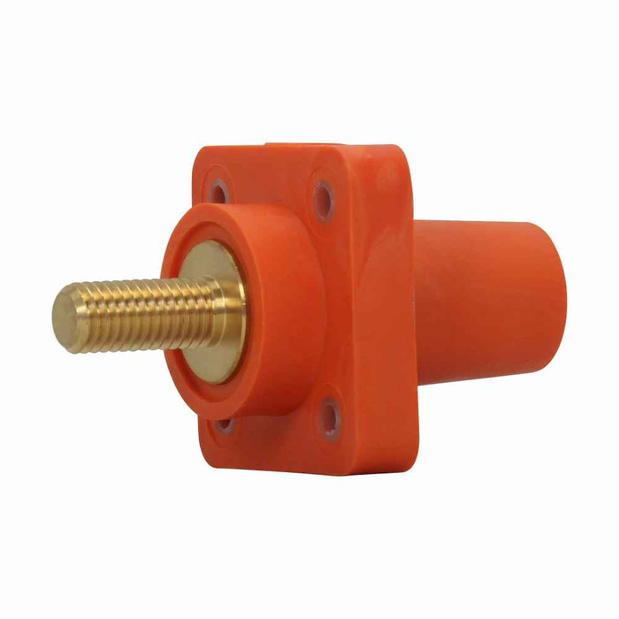 Crouse-Hinds E1016-1632ST Eaton series Cam-Lok J Series E1016 insulated receptacle, Up to 400A continuous, #6 AWG-250 kcmil, Yellow, Female, Thermoplastic elastomer (TPE), 1-1/8", Tapped through holes, Threaded stud, 600 Vac/dc