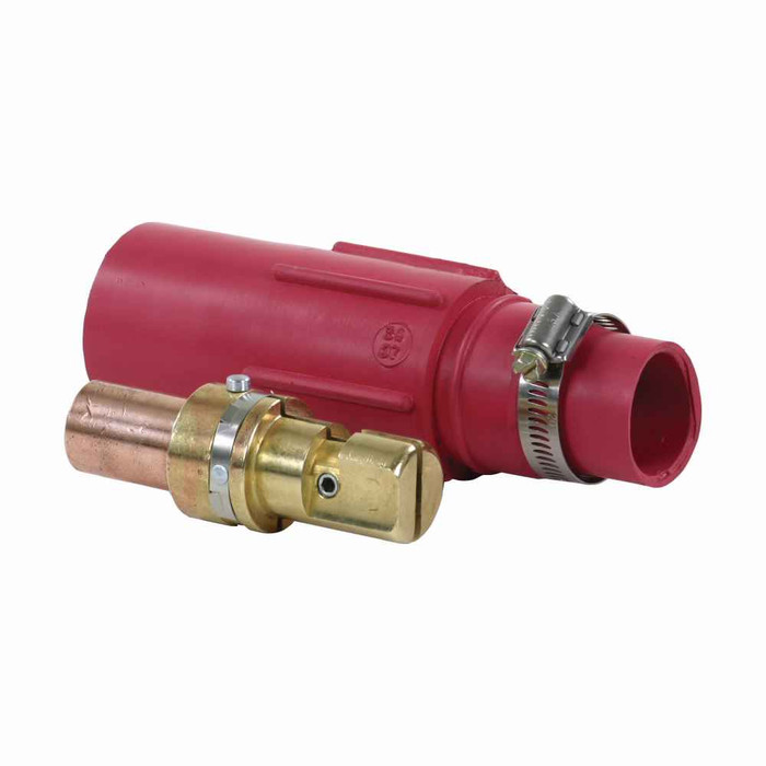 Crouse-Hinds E1017-3 Eaton series Cam-Lok J Series E1017 plug, Up to 445A continuous, 350 kcmil, Red, Crimp, Brass contacts, Male, Rubber, Vulcanized, 600 Vac/dc