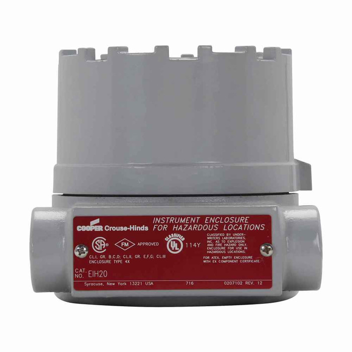 Crouse-Hinds EIH21 Eaton series EIH instrument enclosure, 2" cover opening, Glass cover, Copper-free aluminum, 3/4" trade size