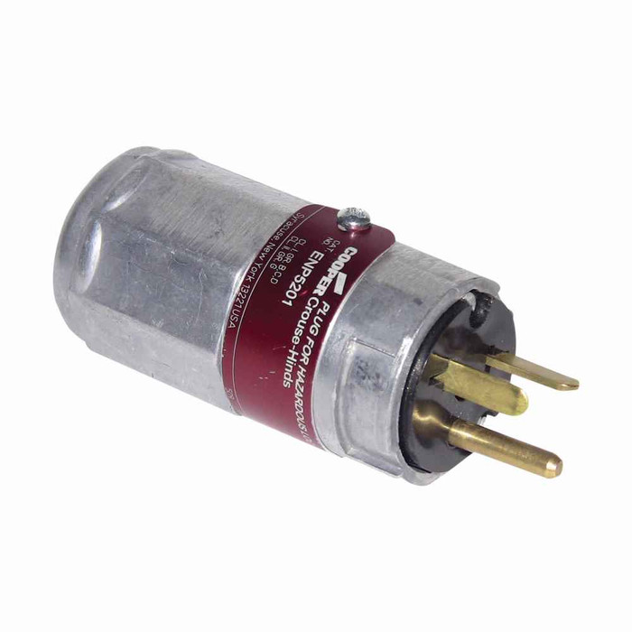 Crouse-Hinds ENP5201 Eaton series Ark-Gard ENP plug, 20A, 0.39-1.20", 50-400 Hz, Copper-free aluminum, 5-20P, 125 Vac