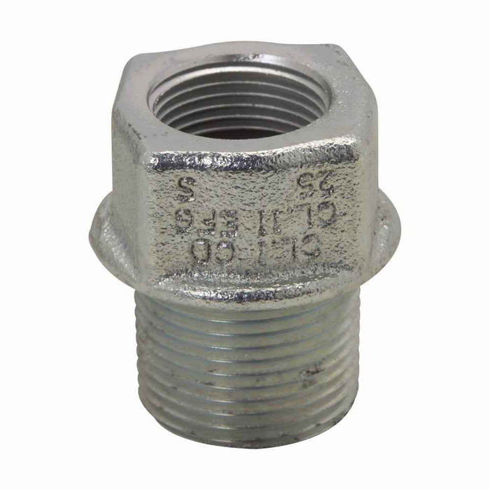 Crouse-Hinds ES64 Eaton series ES sealing hub, 1-1/4" female hub size, 2" male hub size, Feraloy iron alloy
