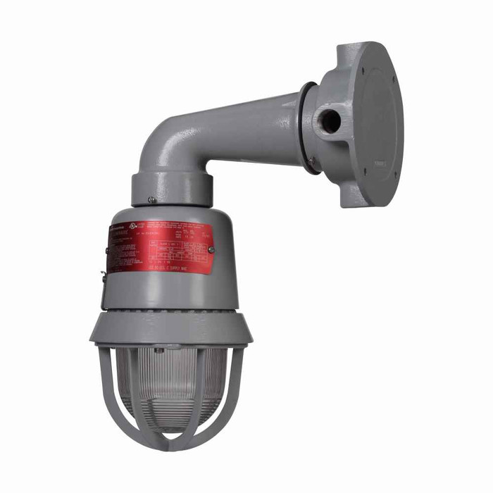 Crouse-Hinds EVLEDBX2C201 Eaton series EV LED light fixture, 0.12A, Cool white, AC drive, 100-200W incan equiv lumin, 50/60 Hz, Heat and impact resistant glass globe, With guard, Copper-free alum, Wall mount, 0.86 power factor, 3/4", 100-277 Vac, 15W