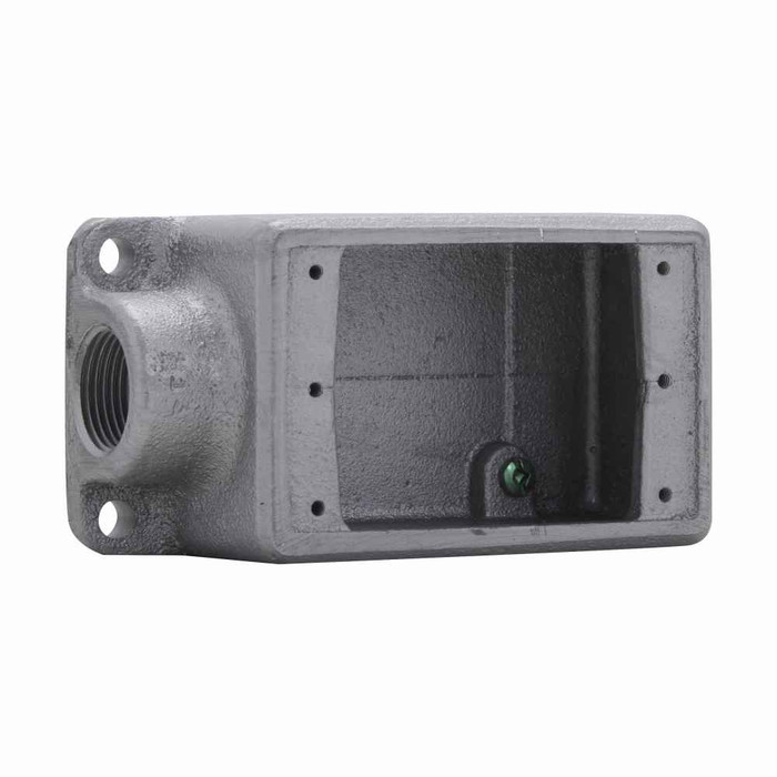 Crouse-Hinds FDLA2 Eaton series Condulet FDL device box, Deep, Feraloy iron alloy, Single-gang, A shape, Back feed, 3/4"