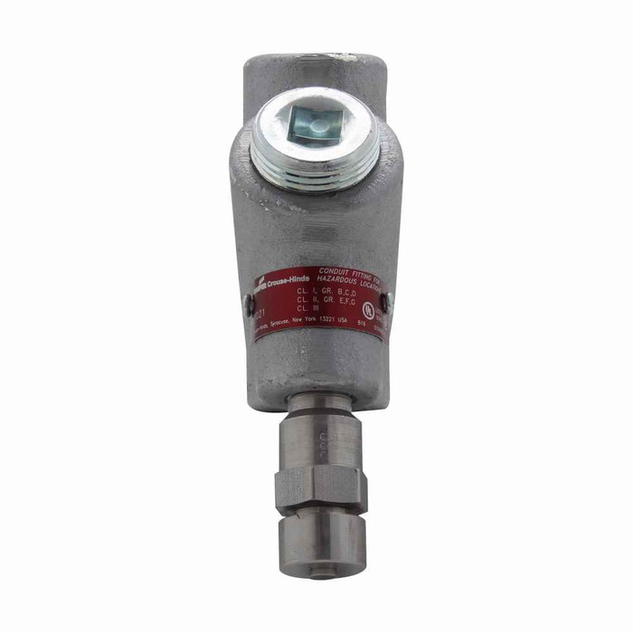 Crouse-Hinds EYD71 Eaton series EYD conduit sealing fitting with drain, Female, Feraloy iron alloy and/or ductile iron, Vertical only, Group B rated, 2-1/2"