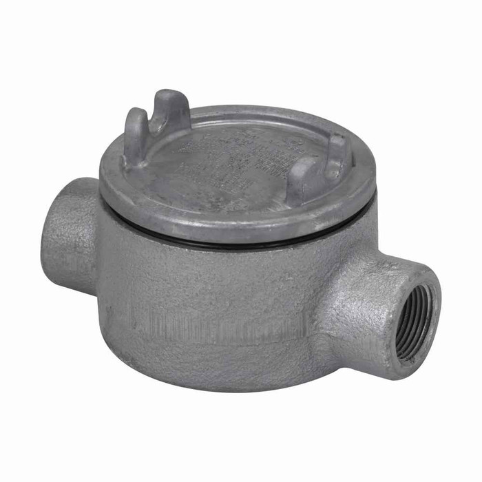 Crouse-Hinds GUAC36 Eaton series Condulet GUA conduit outlet box with cover, 3" cover opening diameter, Feraloy iron alloy, C shape, 1"