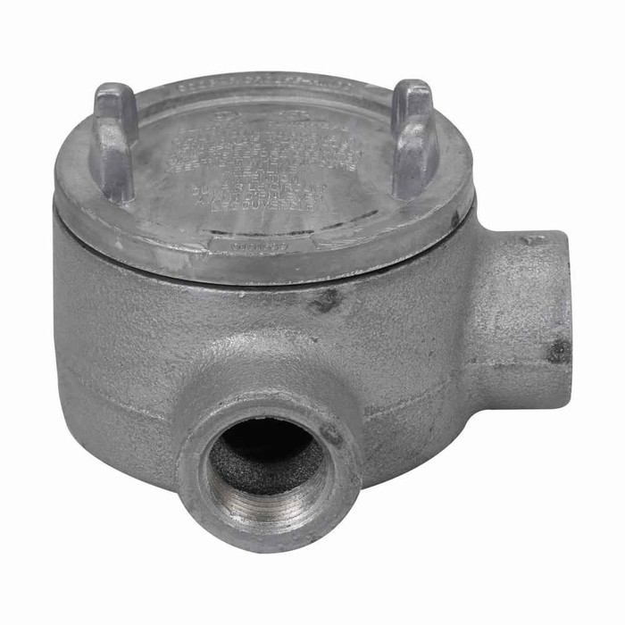 Crouse-Hinds GUAL36 Eaton series Condulet GUA conduit outlet box with cover, 3" cover opening diameter, Feraloy iron alloy, L shape, 1"