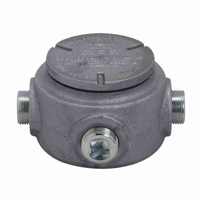 Crouse-Hinds GUR1 SA Eaton series Condulet GUR conduit outlet box with cover, Copper-free aluminum, 1/2"
