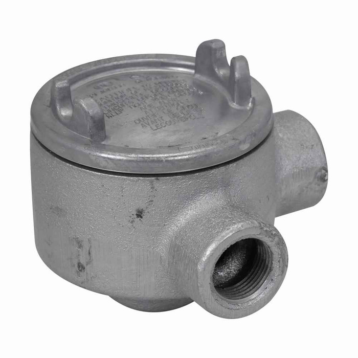 Crouse-Hinds GUAM36 Eaton series Condulet GUA conduit outlet box with cover, 3" cover opening diameter, Feraloy iron alloy, M shape, 1"