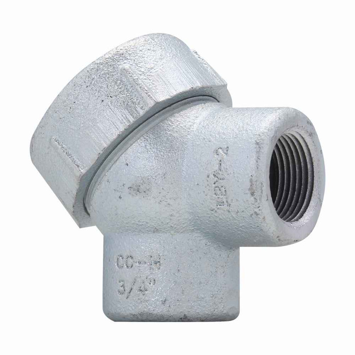 Crouse-Hinds LBY45 SA Eaton series Condulet LBY service entrance elbow, Rigid/IMC, Copper-free aluminum, 90°, 1-1/4"