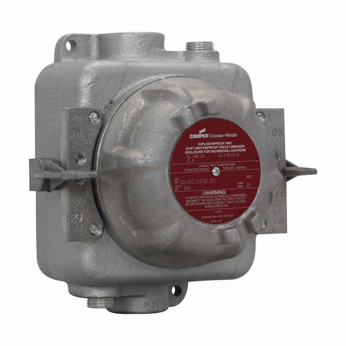 Crouse-Hinds GUSC3210 30 Eaton series GUSC circuit breaker load center, 30A, Feraloy iron alloy, 2 breakers, Single-pole, 1" trade size, 240 Vac