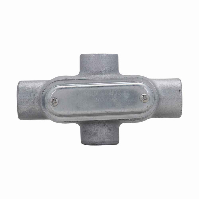Crouse-Hinds X67 CG Eaton series Condulet Form 7 SnapPack conduit outlet body, gasket and cover, Feraloy iron alloy, X shape, 2"