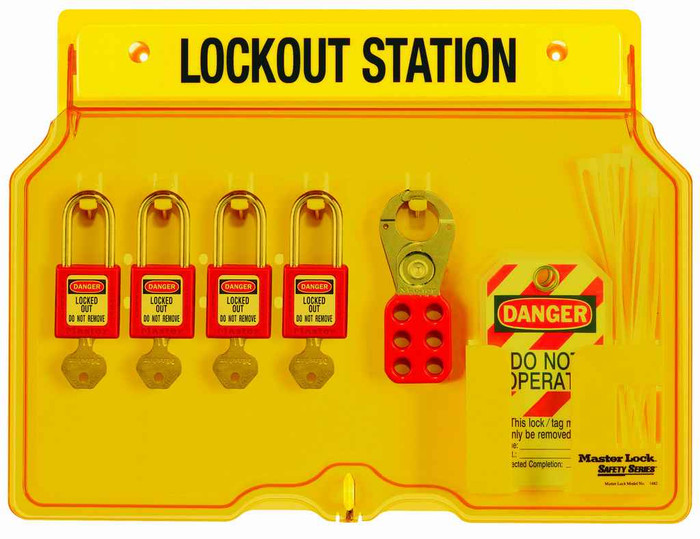 IDEAL Industries 44-778 Four-Lock Station, w/4 Locks, 12 Tags, 2 Hasps