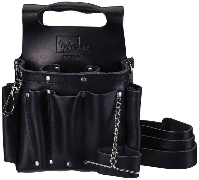 IDEAL Industries 35-950BLK Tuff-Tote™ Premium Black Leather Tool Pouch w/Strap