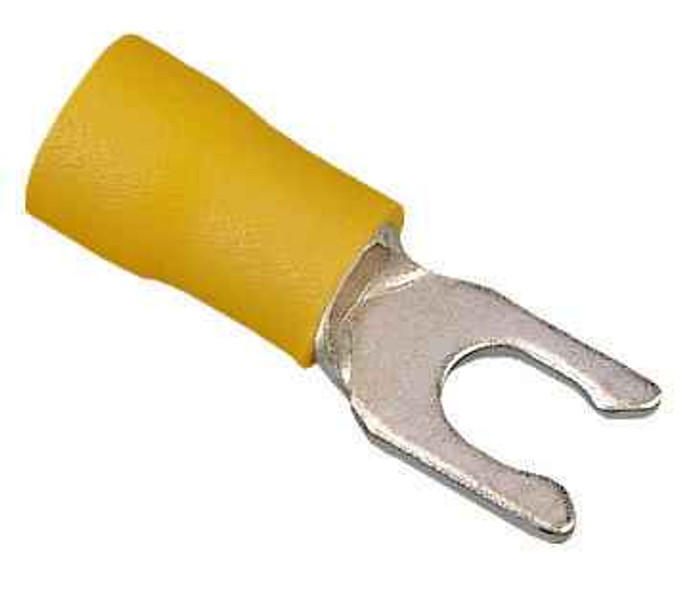 IDEAL Industries 83-7081 Vinyl Insulated Snap Spade Terminal, 12-10 AWG, #8 Stud, Box 25