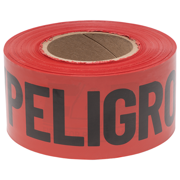 F4P Red Bilingual Danger Tape  - 3" x 1000 ft, Non-Detectable
