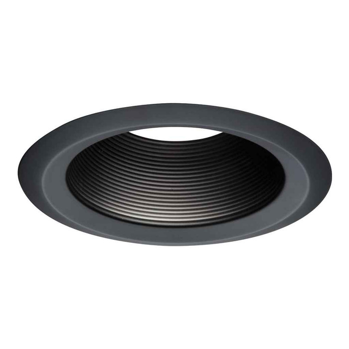 Halo 6102BB 6" Black Tapered Metal Baffle, White Self-Flange Ring