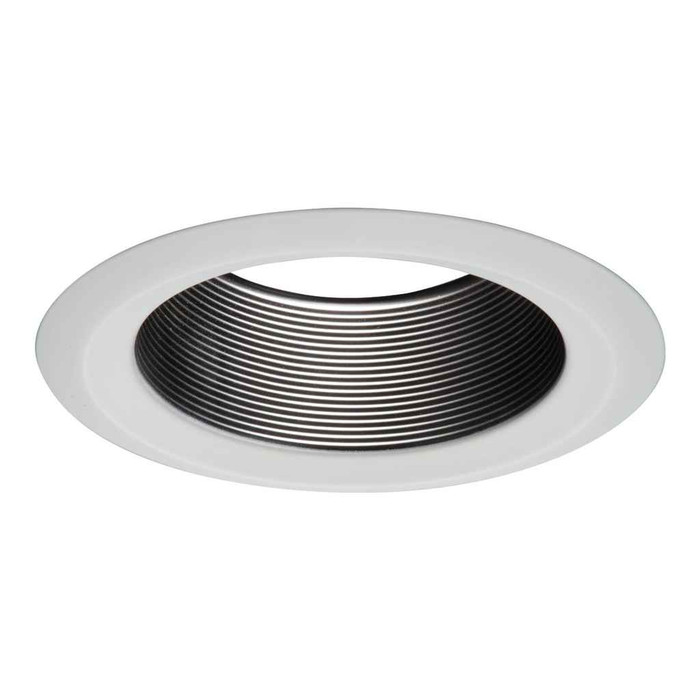 Halo 6103BB 6" Black Straight-Side Metal Baffle, White Self-Flange Ring