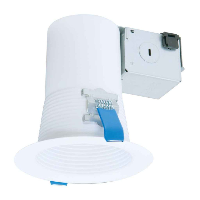 Halo CEZ4125GU10WBICAT 4-inch Canless EZ-Trim, GU10 base, White flange, White baffle trim, IC rated, Air-tite