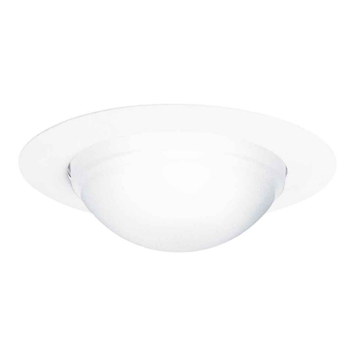 Halo 172PS 6" Trim Showerlight with Dome Lens and Reflector - Socket Supporting Wet Location & Air-tite Listed White Trim with Frosted Glass Dome