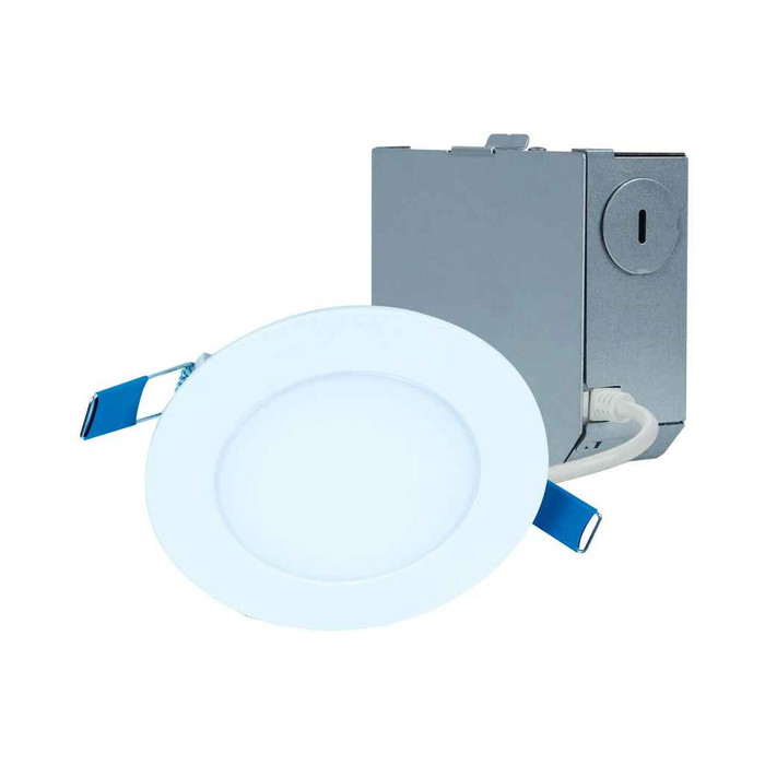 Halo HLBE4069301EMWR-24PK 4-inch LED surface light, 600 lumens (nominal), 90 CRI minimum, 3000K CCT, 120V 60 HZ, LE and TE phase cut 10 percent dimming, matte white flange, recyclable packaging, 24 bulk pack