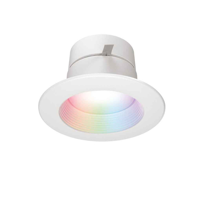 Halo RL4069WZRGBWWHR 4" Smart Wi-Fi Recessed LED Trim, WiZ Pro enabled (Wi-Fi + Bluetooth), 600 lumens, 90 CRI (min), Full Color, Tunable White (2200K - 6500K), Matte white baffle trim, Retrofit, Recyclable packaging