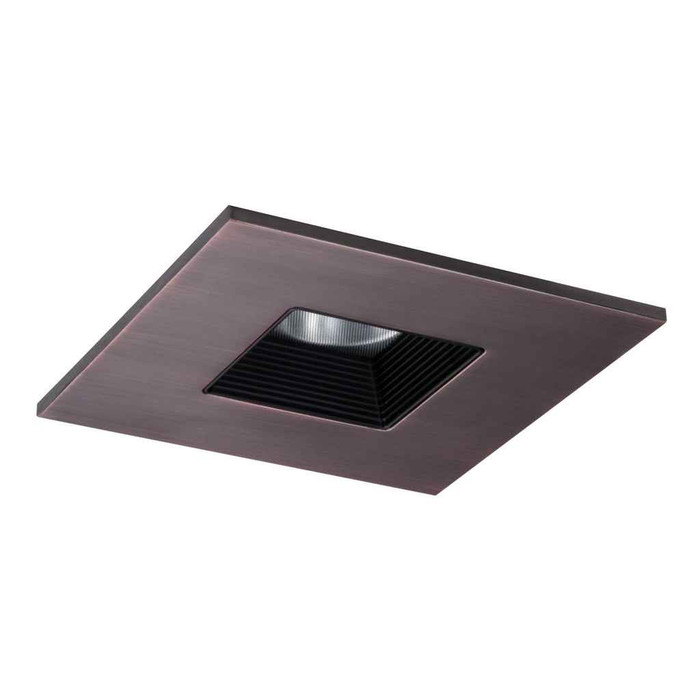 Halo TLS408TBZBB 4" LED Trim, Square Baffle Trim with Solite(R) Regressed Lens, Black Baffle, Tuscan Bronze Ring, Shower Rated