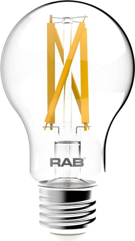 RAB A19-9-E26-950-F-C DECORATIVE 810 LUMENS A19 9W BASE E26 90CRI 5000K FILAMENT CLEAR