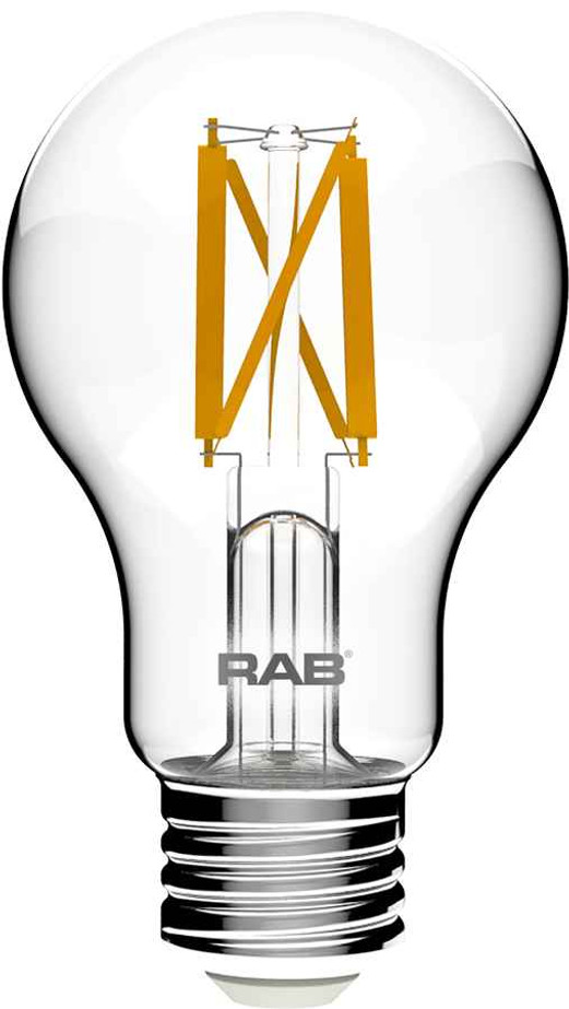 RAB A19-5-E26-927-F-C DECORATIVE 450 LUMENS A19 5W BASE E26 90CRI 2700K FILAMENT CLEAR