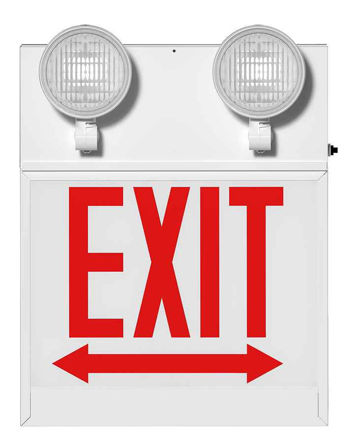 RAB ECOMBO-DARCH EXIT/EM COMBO UNV FACES 2-HEADS RED LETTERS DOUBLE ARROWS REMOTE CAPACITY CHICAGO