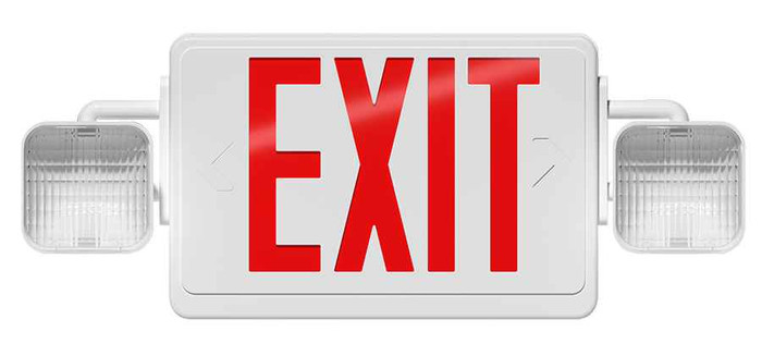 RAB ECOMBO-R EXIT/EM COMBO UNV FACES 2-HEADS RED LETTERS REMOTE CAPACITY