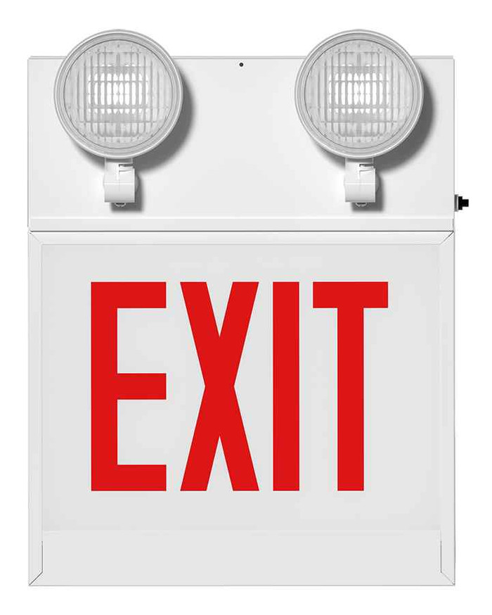 RAB ECOMBO-1RCH EXIT/EM COMBO 1-FACE 2-HEADS RED LETTERS NO ARROWS REMOTE CAPACITY CHICAGO