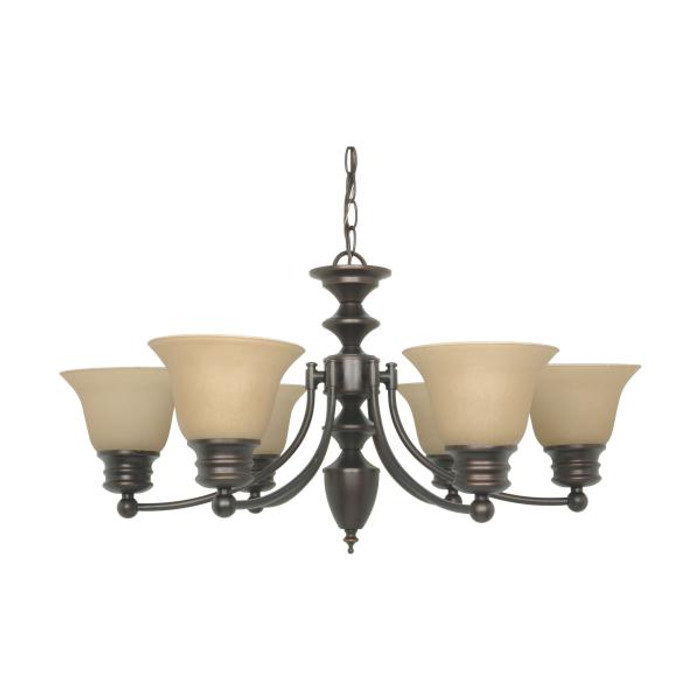 NUVO Lighting NUV-60-1274 Empire - 6 Light - 26 in. - Chandelier with Champagne Linen Washed Glass