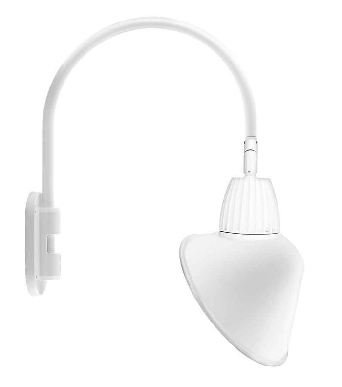 RAB GN4LED13NSACW DECORATIVE 599 LUMENS GOOSENECK 13W 4000K 20 INCHES HIGH & 19 INCHES FROM THE WALL ANGLED CONE SPOT 15 INCHES WHITE RAB GN4LED13NSACW DECORATIVE 599 LUMENS GOOSENECK 13W 4000K 20 INCHES HIGH & 19 INCHES FROM THE WALL ANGLED CONE SPOT 15 INCHES WHITE