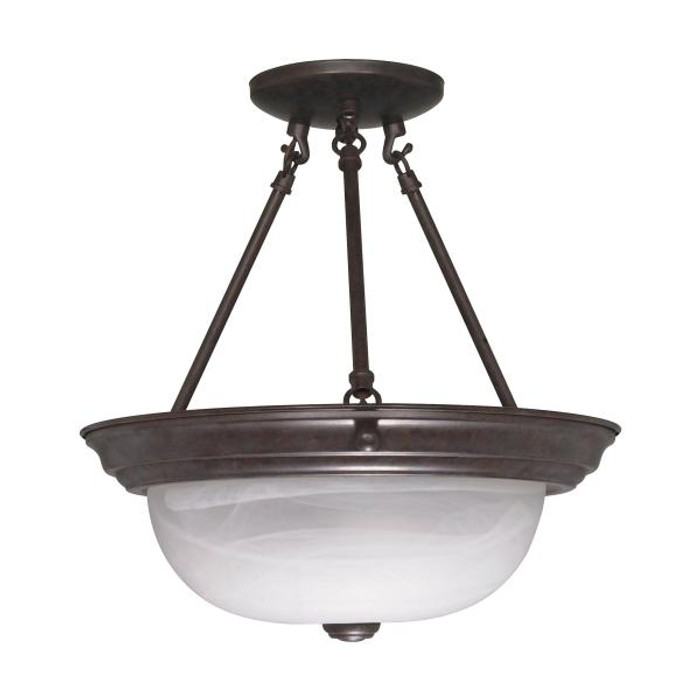 NUVO Lighting NUV-60-209 2 Light - 13 in. - Semi-Flush - Alabaster Glass