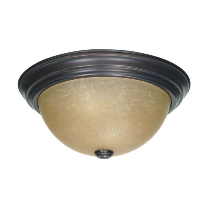 NUVO Lighting NUV-60-1256 2 Light - 13 in. - Flush Mount with Champagne Linen Washed Glass