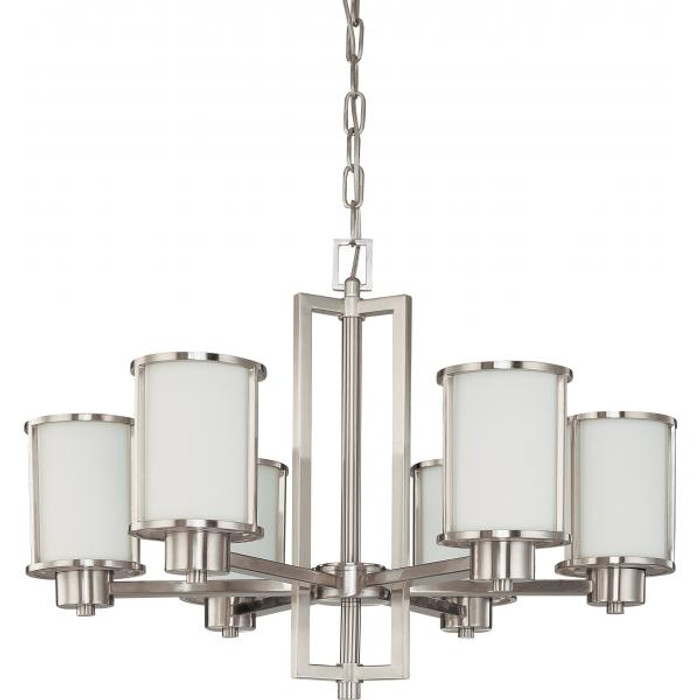 NUVO Lighting NUV-60-2853 Odeon - 6 Light - (convertible up/down) Chandelier with Satin White Glass