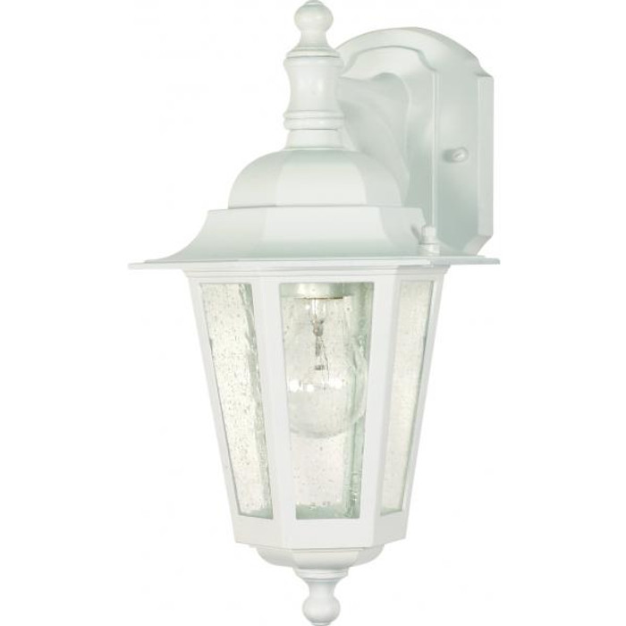 NUVO Lighting NUV-60-3473 Cornerstone - 1 Light - 13 in. - Wall Lantern - Arm Down with Clear Seed Glass - Color retail packaging