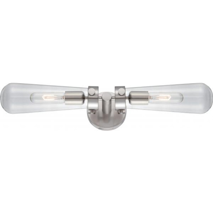 NUVO Lighting NUV-60-5263 Beaker - 2 Light - Wall Sconce with Clear Glass - Vintage lamps Included