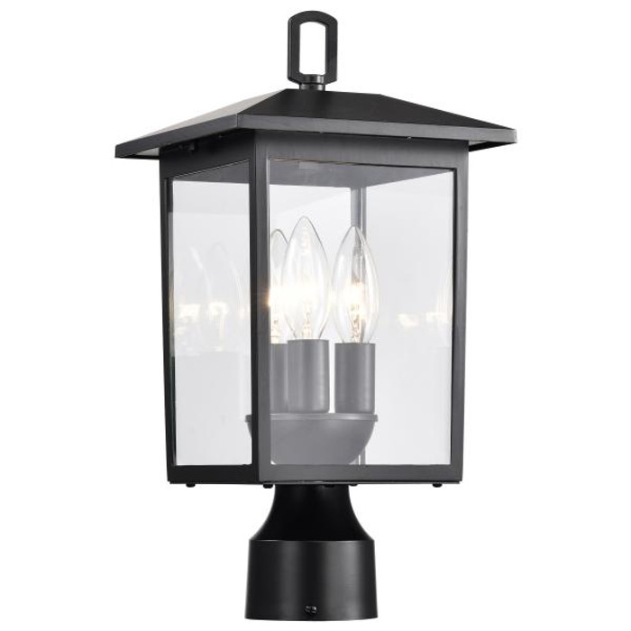 NUVO Lighting NUV-60-5932 Jamesport Collection Outdoor 15 inch Post Light Pole Lantern - Matte Black with Clear Glass