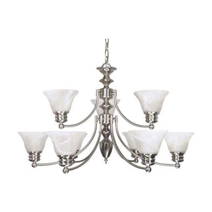 NUVO Lighting NUV-60-360 Empire - 9 Light - 32 in. - Chandelier with Alabaster Glass Bell Shades - 2 Tier