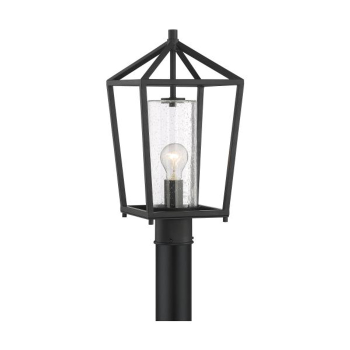 NUVO Lighting NUV-60-6595 Hopewell - 1 Light - Post Lantern - Matte Black Finish with Clear Seeded Glass