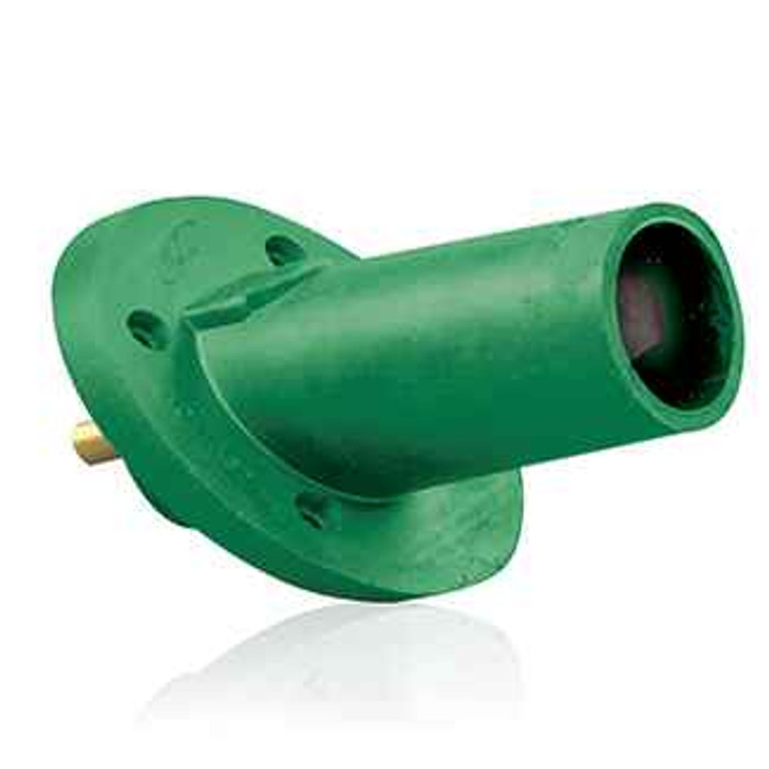 Leviton 17R23-G 17 Series Male Panel Receptacle, Cam-Type, 30-Degree, Taper Nose, Threaded Stud, Industrial Grade, 250-750MCM, 690 Amp - GREEN
