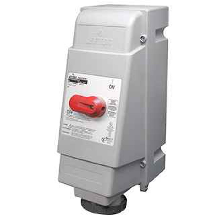 Leviton 4100MI5W 100 Amp, 600 Volt 3-Phase, IEC 309-1 & 309-2, 3P, 4W, Mechanical Interlock North American Pin & Sleeve Receptacle, Hub Sold Separately (See Cat Number HUB-xxx), Industrial Grade, IP67, Watertight, Non-Fused - BLACK