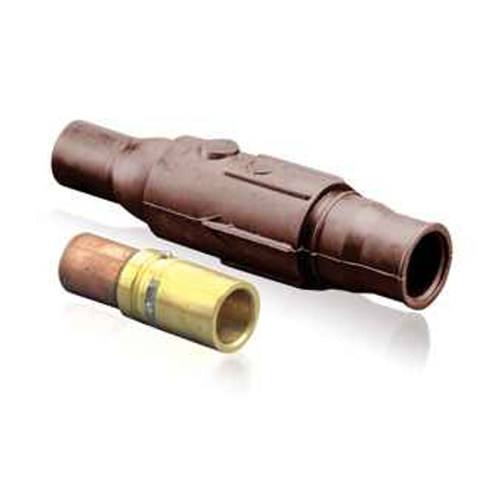 Leviton 22L25-H Ball Nose In-Line Latching Female Connector, 22 Series Single Pole Cam-Type Contact & Insulator, Crimped, 350-500MCM, 690 Amp Max - BROWN